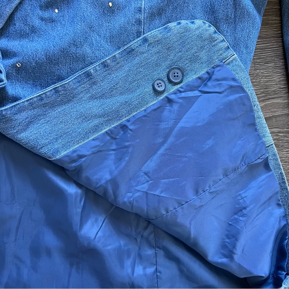 NWT Quacker Factory Rhinestone Embellished Lined Denim Jean Jacket size 2X - Picture 6 of 8